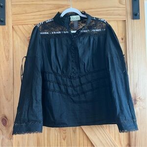 Black Lace Trim Women's Top